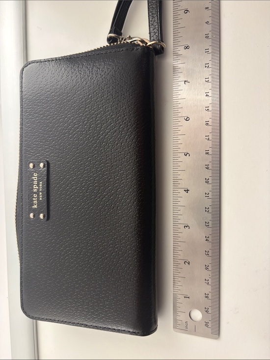 kate spade Other - kate spade Black Leather Zip Wristlet Wallet with Gold Hardware